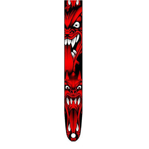Perris 2.5" Leather Tattoo Johnny "Red Demon" Licensed Guitar Strap, Adjustable 44.5" to 53"