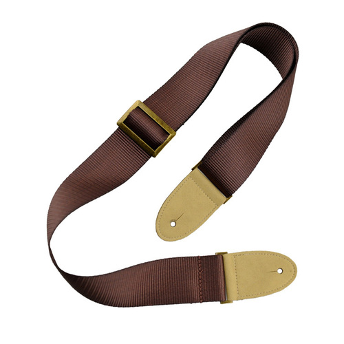Perris 2" Vegan Collection Nylon Guitar Strap Brown with Cream Ends, Adjustable 39"-58", Metal Hardware, Made in Canada