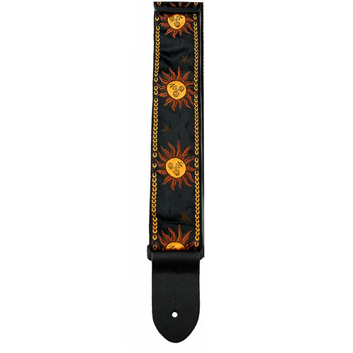Perris 2" Jacquard Guitar Strap Yellow Suns on Black with Adjustable Length 39" to 58"