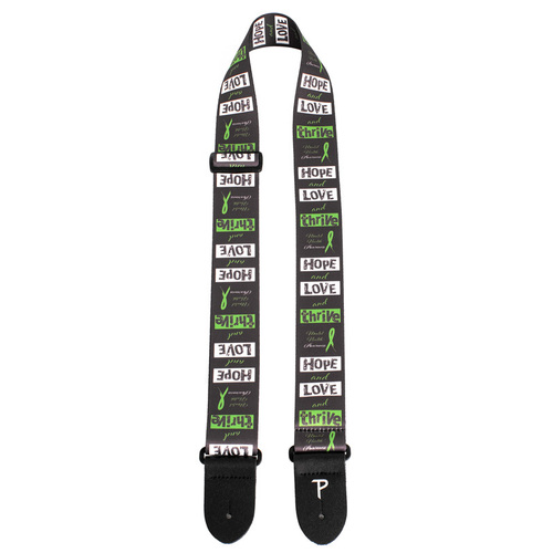 Perris 2" Polyester Guitar Strap "Hope & Love & Thrive" with Leather Ends, Adjustable 39"-58"