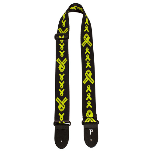 Perris 2" Green Ribbon Polyester Guitar Strap with Leather Ends, Adjustable 39" to 58"