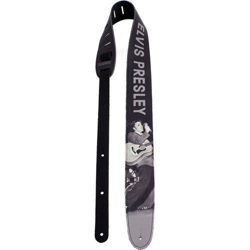 Perris 2.5" Leather Elvis Licensed Guitar Strap with Hi-Res Print, Adjustable 44.5" to 53"