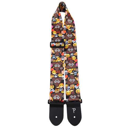 Perris 2.5" Polyester Licensed Guitar Strap - Poop On Emoji Collage, Adjustable 39" to 58"