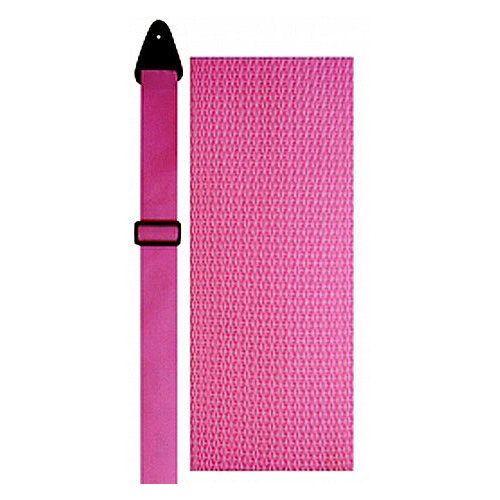 Perris 2" Pink Poly Pro Guitar Strap with Black Leather Ends, Adjustable 39" to 58"