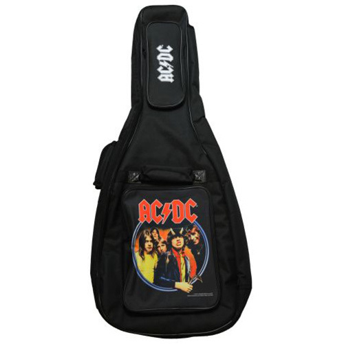 Perris AC/DC Acoustic Guitar Gig Bag with Highway To Hell Design, 600D Nylon, Backpack Straps, Multiple Pockets, Thick Padding