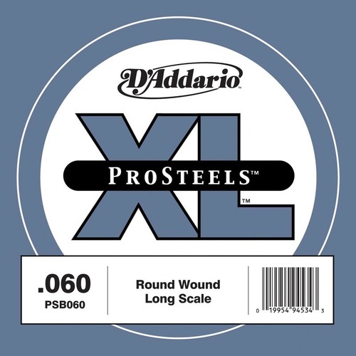 D'Addario PSB060 ProSteels Bass Guitar Single String, Long Scale, .060
