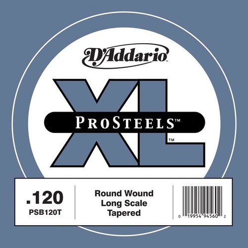 D'Addario PSB120T ProSteels Bass Guitar Single String, Long Scale, .120, Tapered