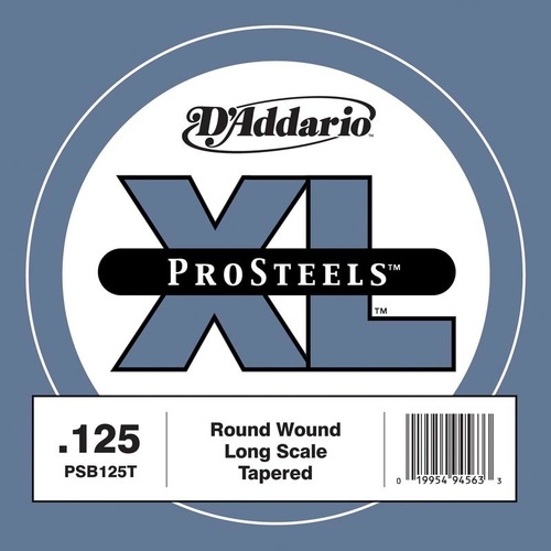 D'Addario PSB125T ProSteels Bass Guitar Single String, Long Scale, .125, Tapered
