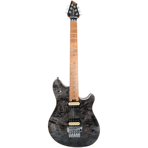 Peavey HP-2 Electric Guitar - Poplar Burl Transparent Black Finish, Roasted Maple Neck, Floyd Rose Tremolo, Custom Wound Pickups, Hardcase Included