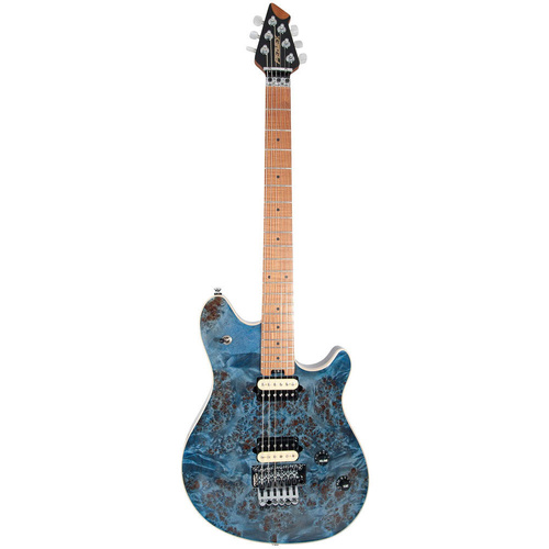 Peavey HP-2 Electric Guitar Poplar Burl Transparent Blue Finish with Roasted Maple Neck and Floyd Rose Tremolo