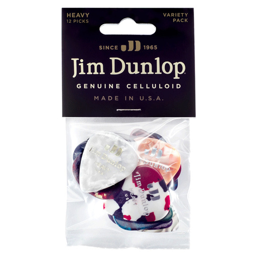 Jim Dunlop Celluloid Variety Players Pack Bag Of 12 Heavy Picks PVP107