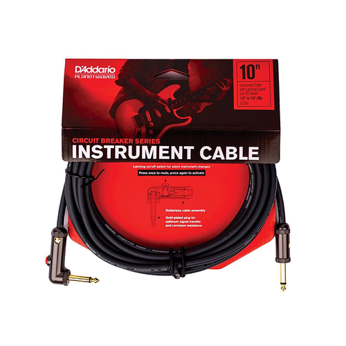 Planet Waves 10 Foot Circuit Breaker Latching Instrument Cable Right Angle