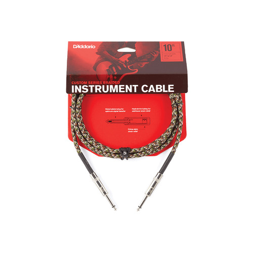 D'Addario 10 Ft Custom Series Braided Instrument Cable Camo