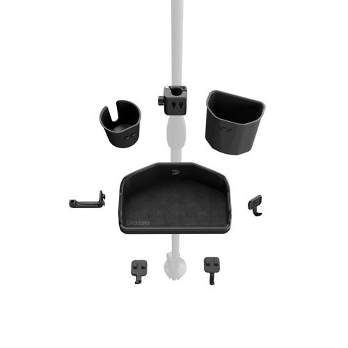 Planet Waves Mic Stand Accessory System Starter Kit with Universal Hub, Cup Holder, Tip Jar, Gear Tray, and hooks for musicians