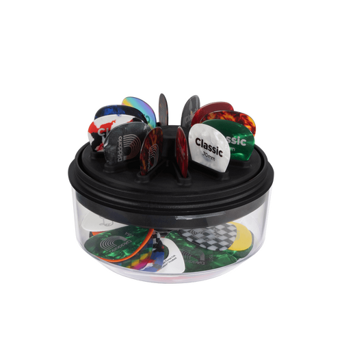 D’Addario Pick Holder 360 for 12 Picks with Rotating Platform and Clear Lid