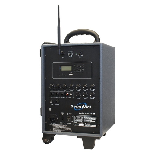 SoundArt PWA-50M 50 Watt Rechargeable Wireless PA System with MP3 Player and Microphone