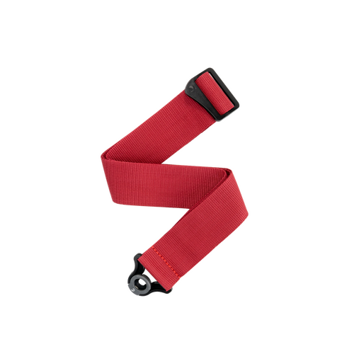 D'Addario 50mm Auto Lock Polypro Guitar Strap - Red, 2" Width, Expandable 29" to 53" Long, Spring-Loaded Lock System
