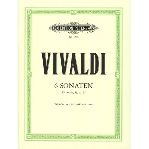 Sonatas for Cello by Antonio Vivaldi, Edition Peters, Book with CD