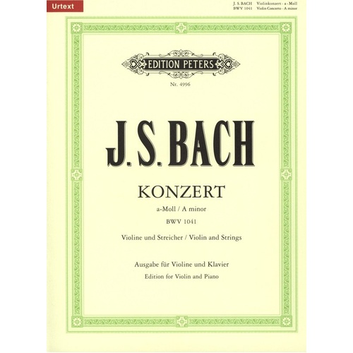 Concerto BWV 1041 A Minor Violin Piano Book CD by Bach