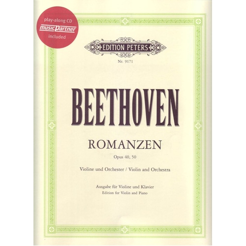 Beethoven Romances Op. 40 G & Op. 50 F for Violin BK/CD Edition Peters