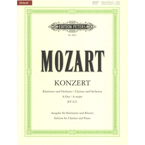 Mozart Concerto in A K 622 for Clarinet and Piano with CD - Edition Peters