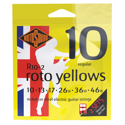Rotosound Roto Yellows Electric Guitar Strings Twin Pack Regular Gauge R102