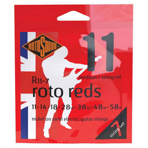 Rotosound Roto Reds Medium 7-String Electric Guitar Strings Set 11-58 [R117]