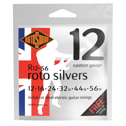 Rotosound Roto Silvers Electric Guitar Strings 12-56 [R1256] - Nickel Plated Steel, Medium Heavy Gauge, Made in Britain
