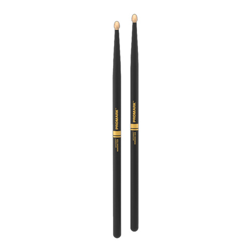 ProMark Hickory Rebound 5AB Drumsticks with ActiveGrip, Acorn Tip, 16" Length, .580" Diameter
