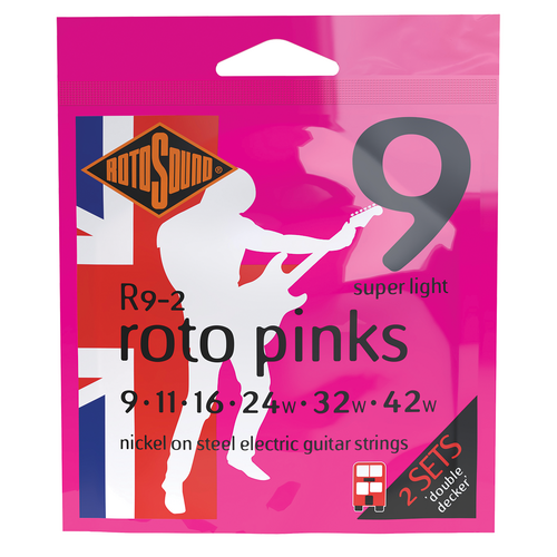 Rotosound Roto Pink Electric Guitar String Set Twin Pack 9-42 [R92]