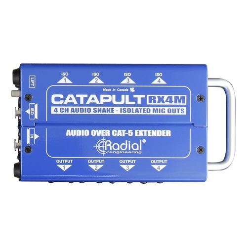 Radial CATAPULT RX4M - 4ch receiver balanced outs mic-level transformers uses shielded cat-5