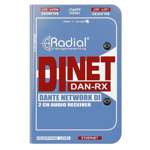 Radial DiNET DAN RX - Dante network receiver digital inputs and stereo analog outputs
