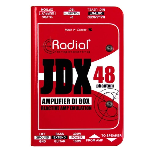 Radial JDX 48 - Class-A Reactive DI Box for Guitar Amp - +48V Phantom Powered / 15VDC