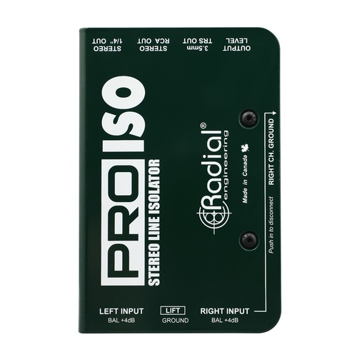 Radial PRO-ISO - Balanced +4dB to -10dB unbalanced passive stereo converter voice range
