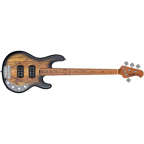 Sterling by Music Man SBMM StingRay HH RAY34HH Spalted Maple, Natural Burst Satin Bass