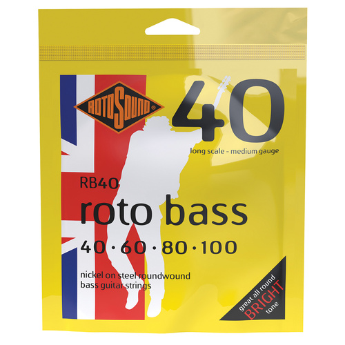 Rotosound Rotobass Medium 40-100 Nickel Roundwound Bass Guitar Strings [RB40]