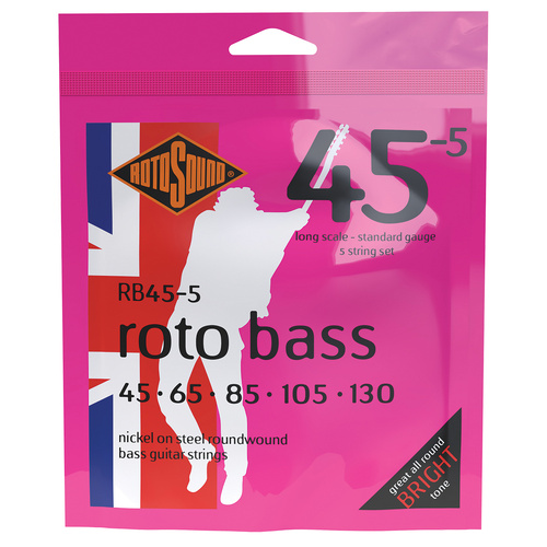 Rotosound Rotobass 5 String Standard Bass Guitar Strings 45-130 [RB455]