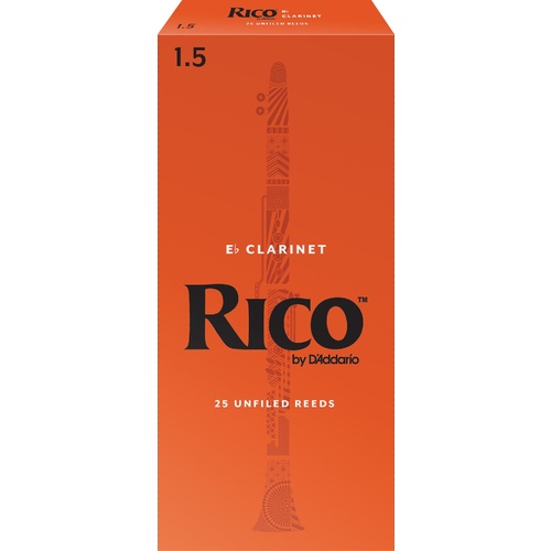 Rico Eb Clarinet Reeds, Strength 1.5, 25-pack