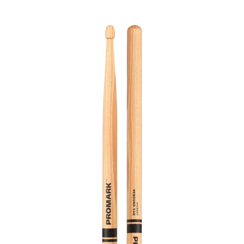 ProMark Rebound 5AB Drumsticks - Raw Hickory, Acorn Tip, Long Taper, 16" Length, 0.580" Diameter, Designed in the USA