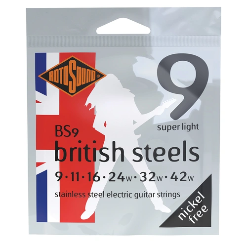 Rotosound British Steel Electric Guitar String Set RBS9 - Super Light .009-.042 Gauge