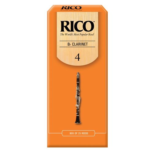 Rico Bb Clarinet Reeds, Strength 4.0, 25-pack