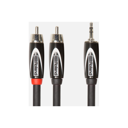ROLAND RCC-10-352RV2 10ft TRSmini to 2RCA Interconnect Cable - Professional Quality, Oxygen-Free Copper, Black Series