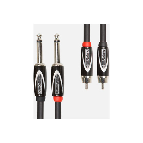 ROLAND RCC-3-2R28 Interconnect Cable - 3ft 2RCA to 2TS, Professional Black Series Audio Cable, High-Quality Performance