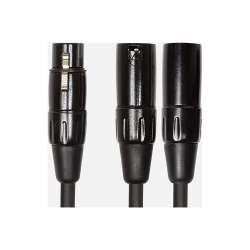 ROLAND RCC-YC-XF2XM Black Series Interconnect Cable - XLRF to 2XLRM Splitter, 15cm Length for Optimal Signal Transfer
