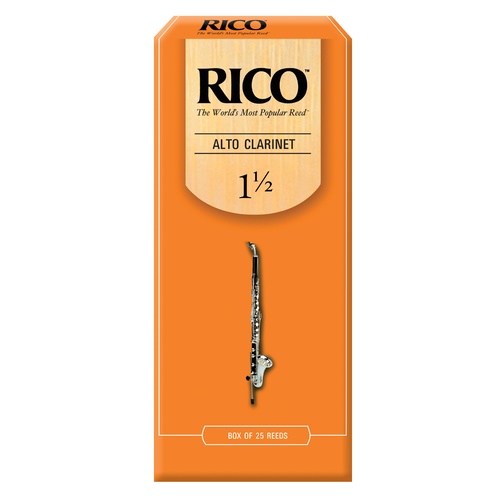 Rico Alto Clarinet Reeds, Strength 1.5, 25-pack