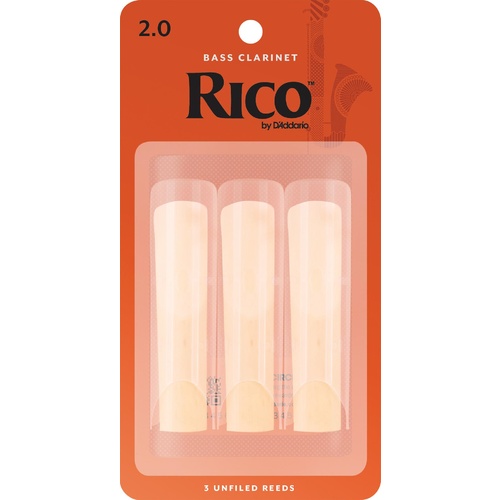 Rico Bass Clarinet Reeds, Strength 2.0, 3-pack