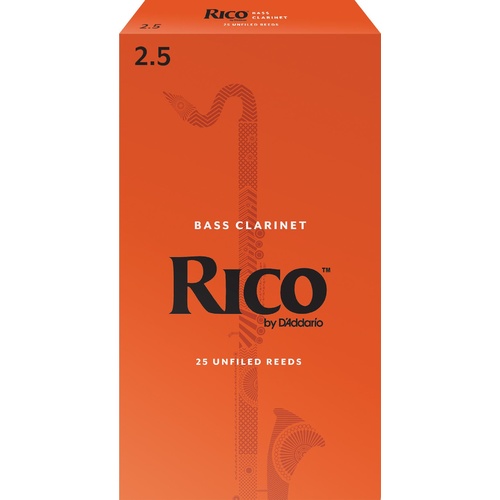 Rico Bass Clarinet Reeds, Strength 2.5, 25-pack