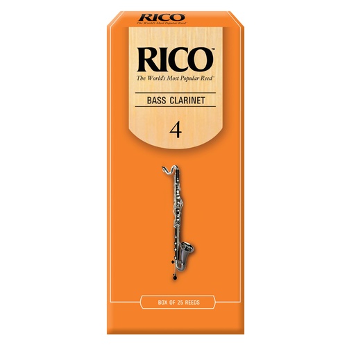 Rico Bass Clarinet Reeds, Strength 4.0, 25-pack