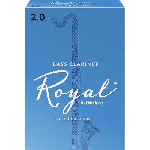 Rico Royal Bass Clarinet Reeds, Strength 2.0, 10-pack