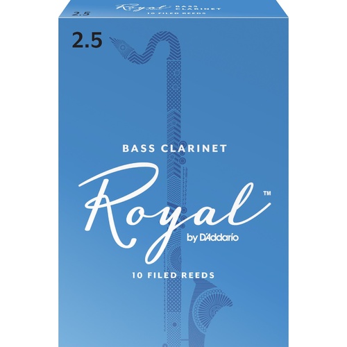 Rico Royal Bass Clarinet Reeds, Strength 2.5, 10-pack